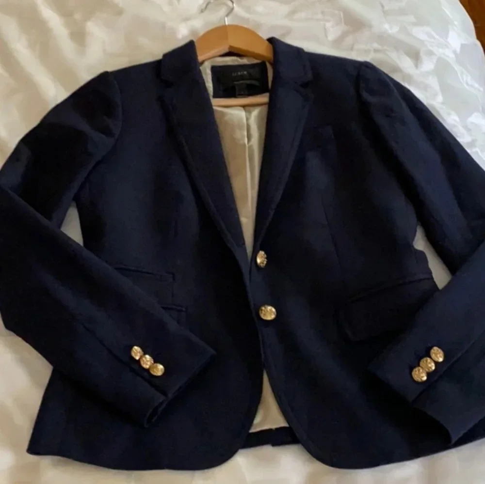 J.Crew Schoolboy Blazer Wool Navy blue size 0 Preppy Academia Workwear Nautical